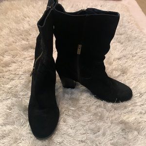 Suede Mid-Calf Black Boots
